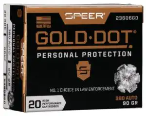 Speer Gold Dot Handgun Ammunition .380 ACP 90 gr HP 1040 fps 20/ct