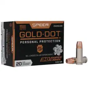 Speer Gold Dot Handgun Ammunition .30 Super Carry 115gr HP 1150 fps 20/ct