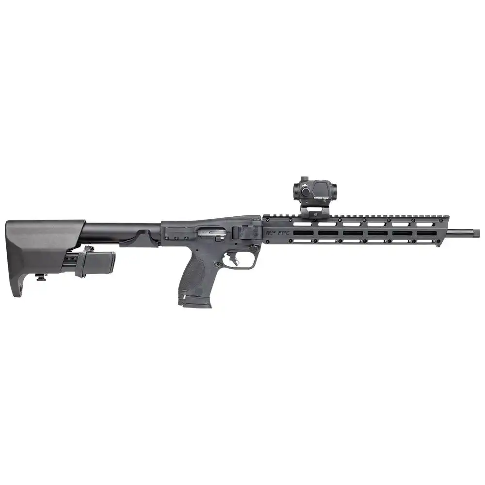 Smith & Wesson M&P FPC Rifle 9mm Luger 17rd (1) & 23rd (2) Magazines 16.25" 1/2x28 Threaded Barrel Black with Crimson Trace Red Green Dot Optic