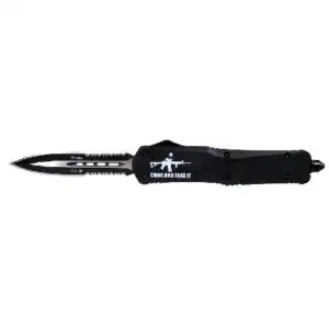 Templar Knife Large Come And Take It AR OTF Knife 3-1/2" Serrated Dagger Black