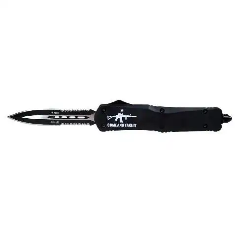 Templar Knife Large Come And Take It AR OTF Knife 3-1/2" Serrated Dagger Black