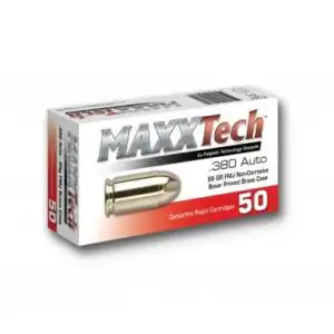 Maxxtech Brass Case Handgun Ammunition .380 ACP 95 gr FMJ 500/ct Case