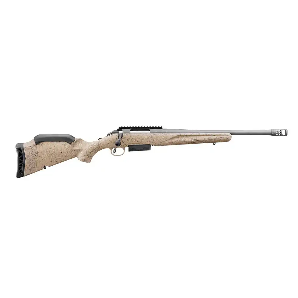 Ruger American Rifle Gen II Ranch .450 Bushmaster 3rd Magazine 16.1" 11/16x24 Threaded Barrel FDE Splatter Stock