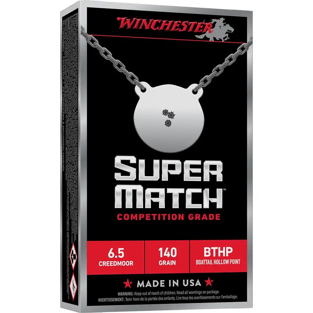 Winchester Super Match Rifle Ammunition 6.5 Creedmoor 140gr OTM 2710fps 20/ct