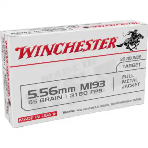 Winchester USA Lake City M193 Rifle Ammunition 5.56X45 NATO 55 gr. FMJ 3240 fps 1000/ct case