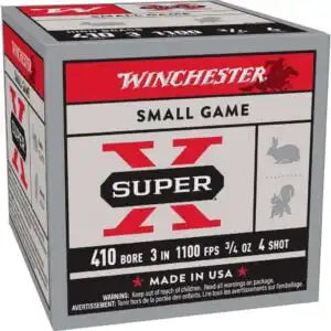 Winchester Super-X High-Brass Shotshells .410 ga 3" MAX 3/4 oz 1100 fps #4 25/ct