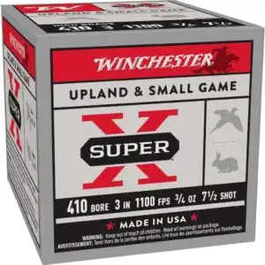 Winchester Super-X High-Brass Shotshells .410 ga 3" 3/4 oz 1100 fps #7.5 25/ct