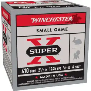 Winchester Super-X High-Brass Shotshells .410 ga 2-1/2" 1/2 oz 1245 fps #6 25/ct