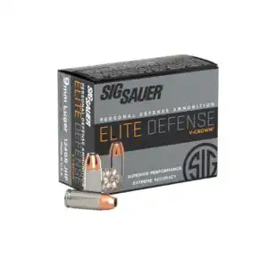 Sig Sauer Elite Performance Pistol Ammunition 9mm 124 gr Elite V-Crown JHP 1165 fps 20/ct