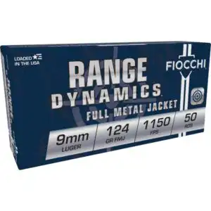 Fiocchi Range Dynamics Handgun Ammunition 9mm Luger 124 gr FMJ 1150 fps 50/ct