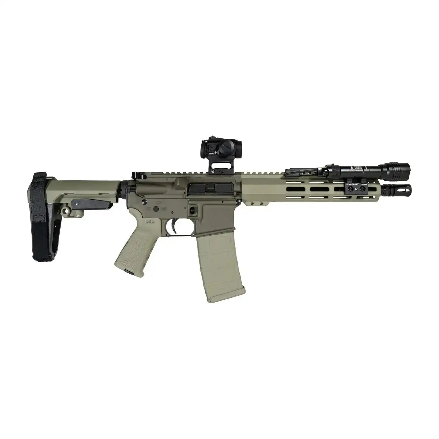 Shark Coast Knoll Grass Pistol Bundle .300 Blk 30rd Magazine 10'' Threaded Barrel Vortex Red Dot Streamlight Light