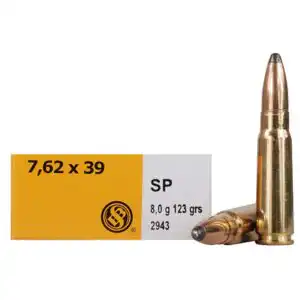 Sellier & Bellot Rifle Ammunition 7.62x39mm 123 gr SP 2435 fps 20/ct