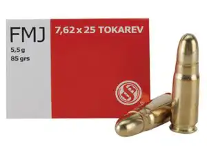 Sellier & Bellot Pistol & Revolver Ammo 7.62x25mm Tokarev 85 gr FMJ 50/ct