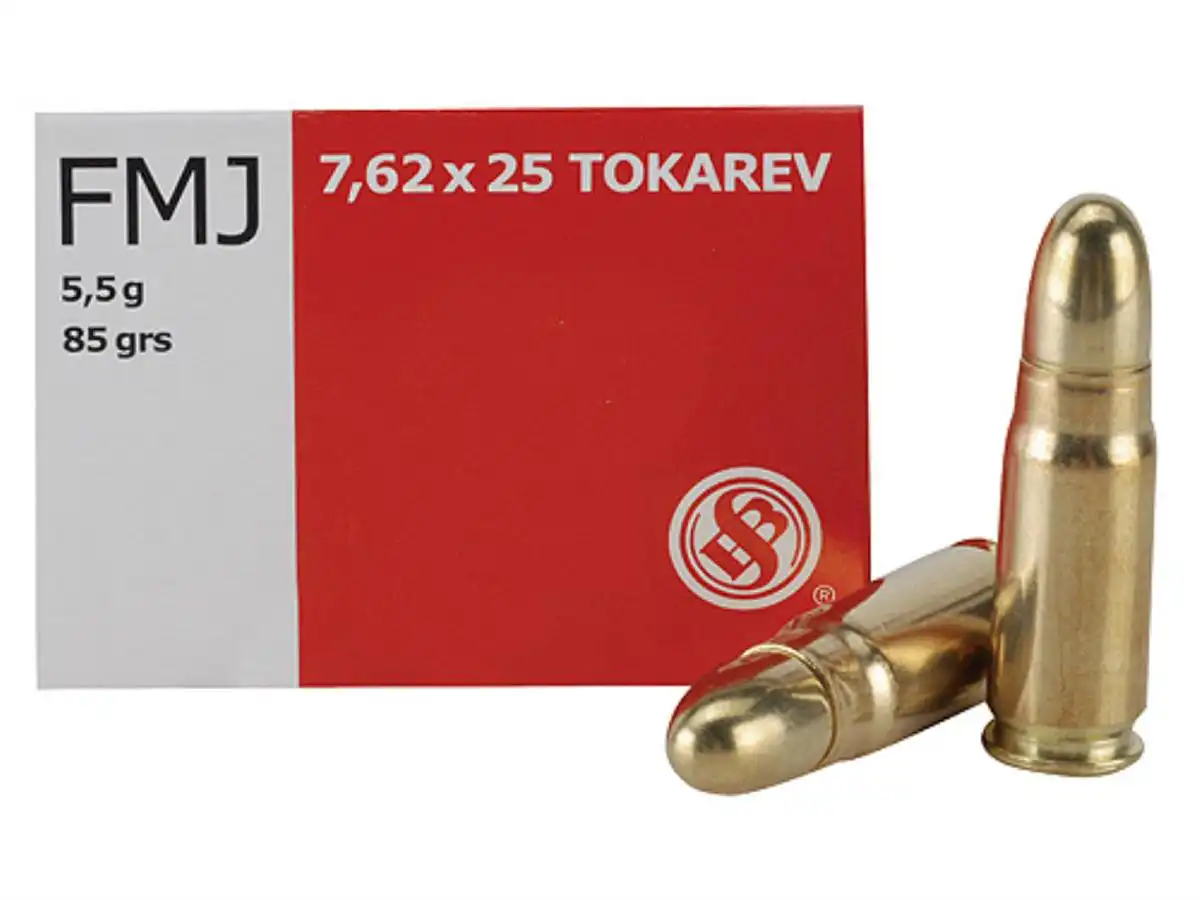 Sellier & Bellot Pistol & Revolver Ammo 7.62x25mm Tokarev 85 gr FMJ 50/ct