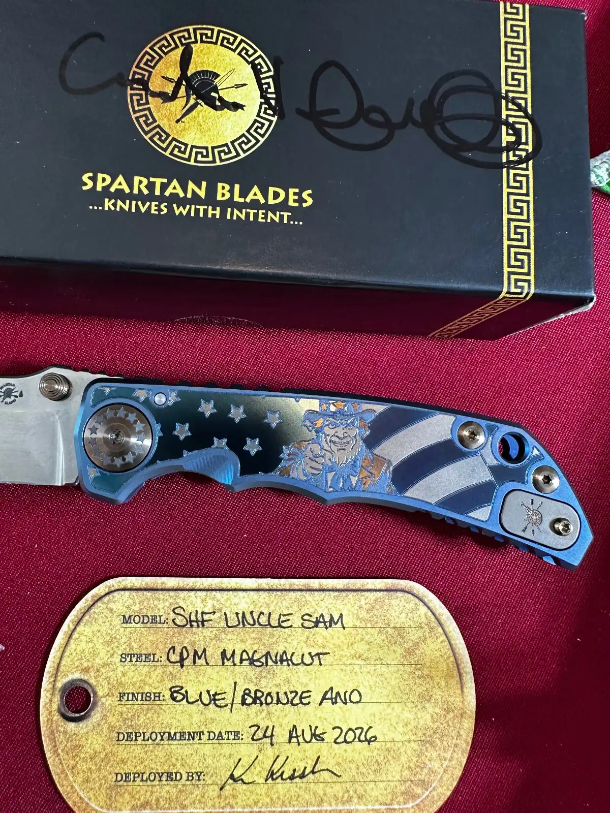 Spartan Harsey Signed Box! Uncle Sam Special Edition! Titanium, CPM-Magnacut - Image 3