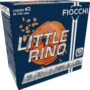 FIOCCHI LITTLE RINO 12GA 2.75" - 1OZ #8 1250FPS 250RD CASE