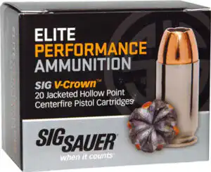 SIG AMMO 380ACP 90GR ELITE - V-CROWN JHP 20RD 10BX/CS