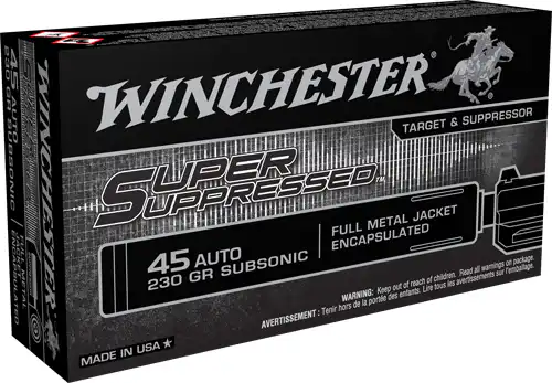 WINCHESTER SUPER SUPPRESSED - 45 ACP 230GR FMJ 50RD 10BX/CS