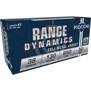Fiocchi Range Dynamics Handgun Ammunition .38 Spl 130 gr FMJ 950 fps 50/ct