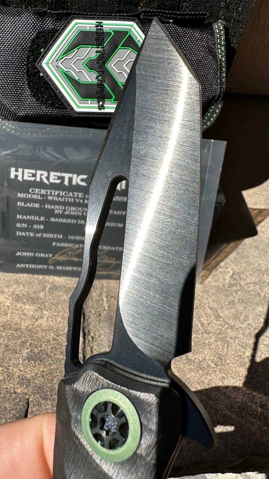 Heretic Wraith - John Gray hand grind, Barked Titanium, Magnacut DLC Blade, - Image 6