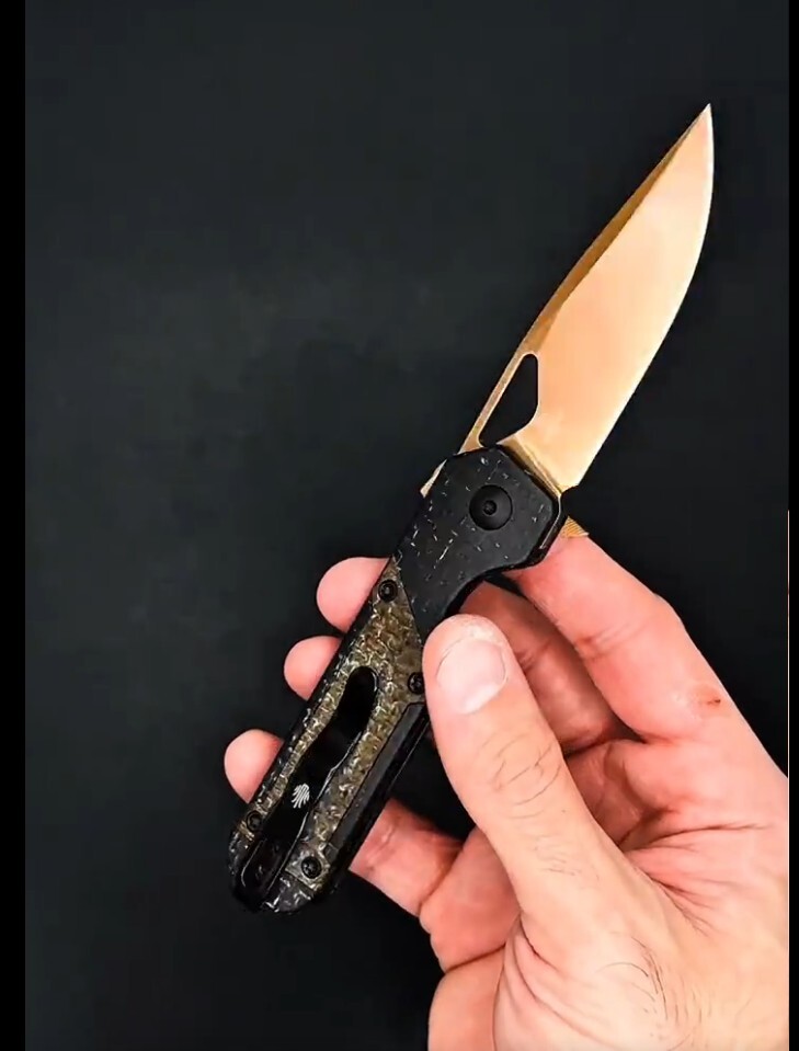 Kizer Mini Militaw - TikTok Excl Glow Micarta, Bronze PVD D2 Steel - Image 2